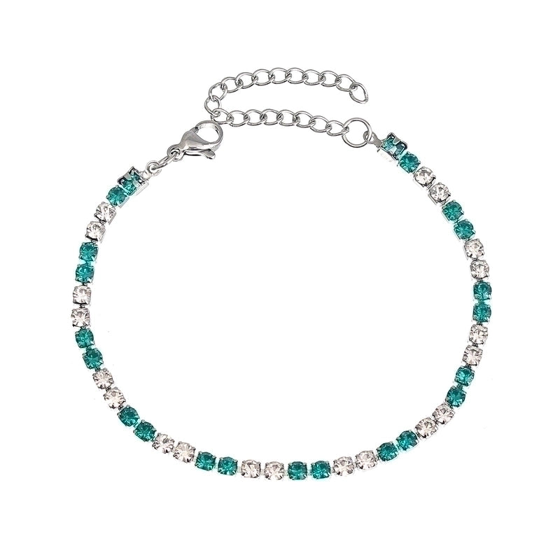 Modern Style Geometric Stainless Steel Handmade Inlay Artificial Gemstones Bracelets Necklace