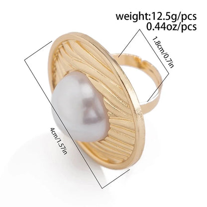 Casual Solid Color Streetwear Geometric Imitation Pearl Alloy Women's Rings
