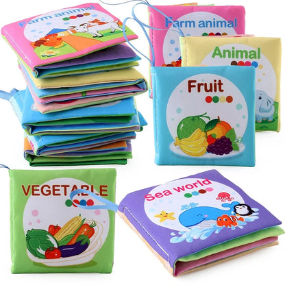 Hot Sale Enlightenment Early Education Baby Cloth Book English Animal Transport Cognitive Book Baby Cloth Book