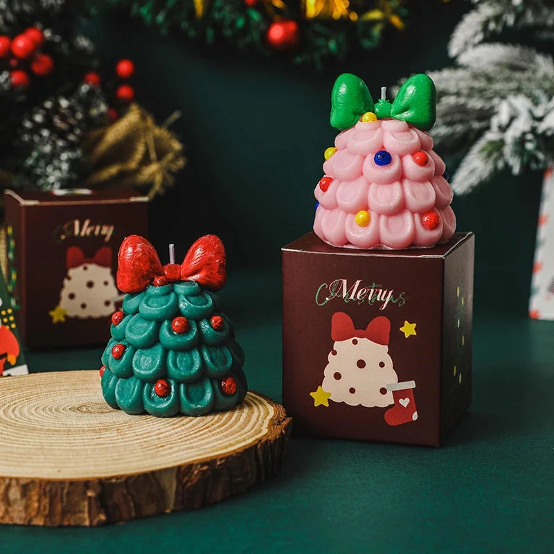 Elegant Romantic Christmas Tree Bow Knot Mixed Wax Scented Candle