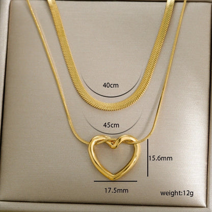Modern Style Classic Style Letter Heart Shape Flower 304 Stainless Steel Plating Double Layer Necklaces Pendant Necklace