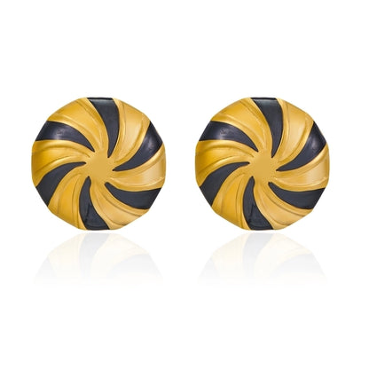 1 Pair Christmas Casual Minimalist Round Spiral Stripe Enamel Plating 304 Stainless Steel 18K Gold Plated Ear Studs
