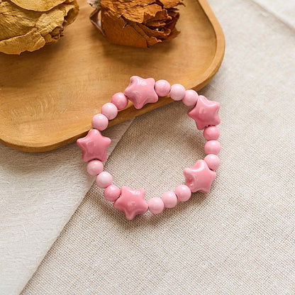 Jingdezhen Ceramic Bracelet New Color-free Women's Summer Student's Antique Beaded Bracelet Small Fresh And Popular