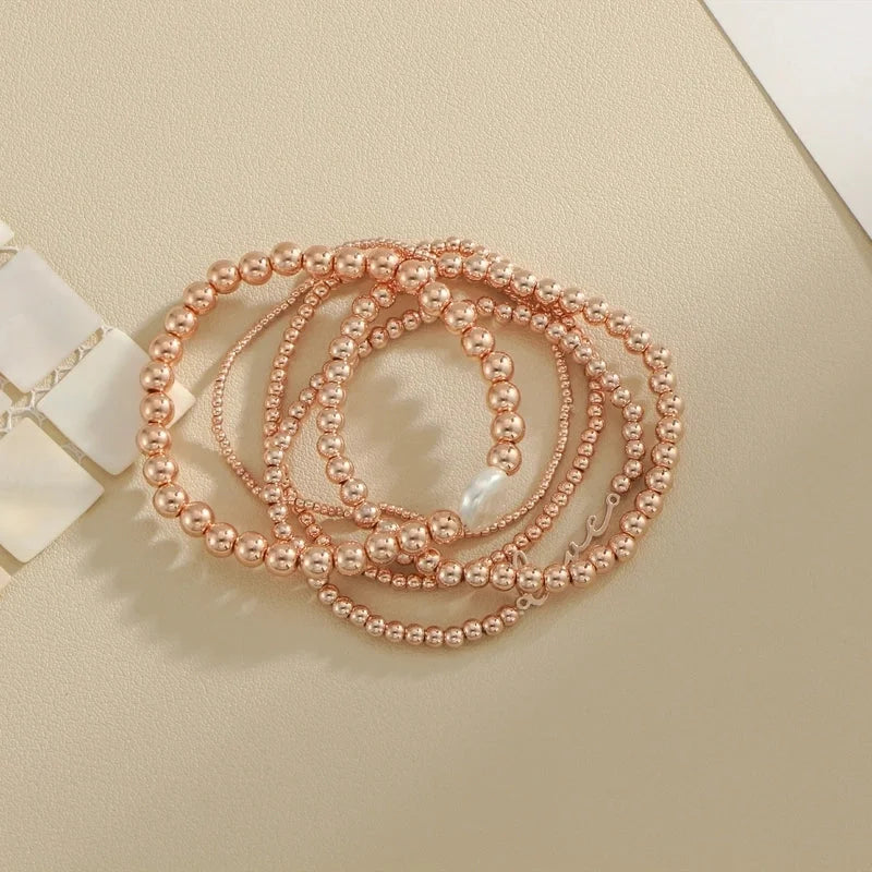 Freshwater Pearl Copper Ethnic Style Bohemian Beaded Plating Love Bracelets