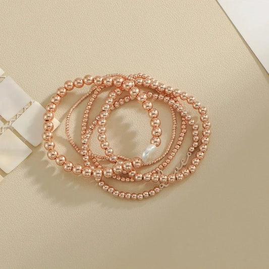 Freshwater Pearl Copper Ethnic Style Bohemian Beaded Plating Love Bracelets