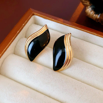 2 Pieces Minimalist Round Ellipse Geometric Copper Electroplating Earrings