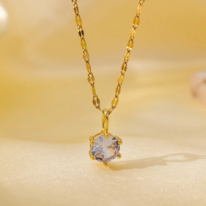 Titanium Steel Copper Plating Heart Shape Flower Bow Knot Pendant Necklace