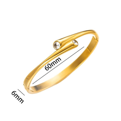 Casual Minimalist Heart Shape Flower Titanium Steel Rhinestones Bangle In Bulk