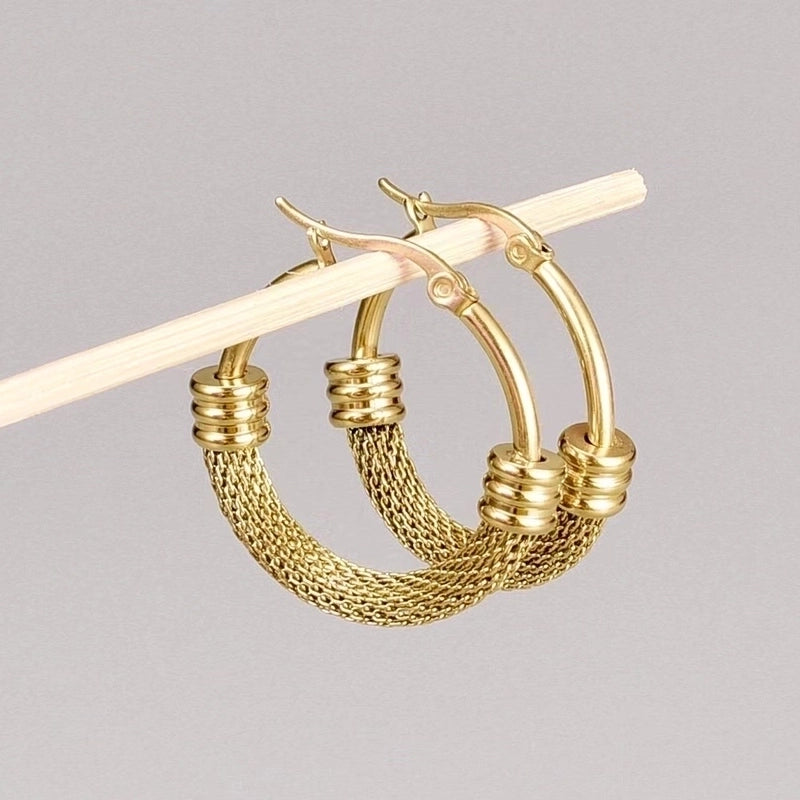 1 Pair Fashion Round Plating 201 Stainless Steel 18K Gold Plated Hoop Earrings