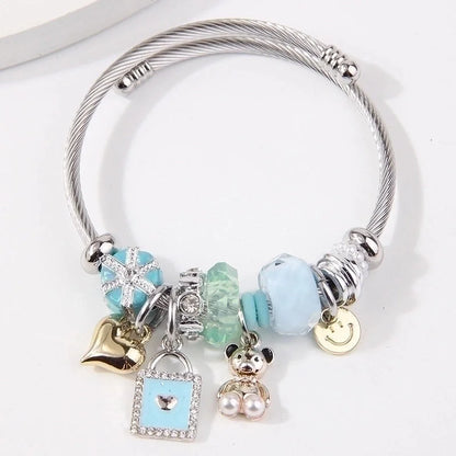 2 Pieces Elegant Lady Modern Style Bear 304 Stainless Steel Alloy Bangle In Bulk