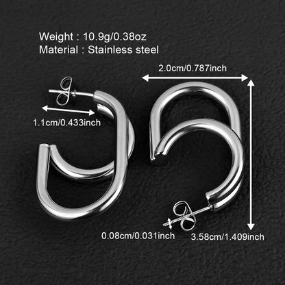 1 Pair Minimalist Geometric Polishing 201 Stainless Steel 18K Gold Plated Ear Studs