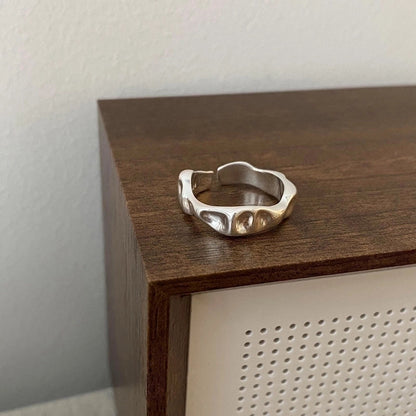 Minimalist Flower Rectangle Brass Plating White Gold Plated Open Rings