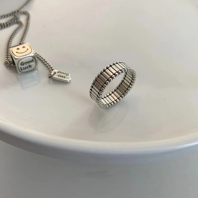 Minimalist Flower Rectangle Brass Plating White Gold Plated Open Rings