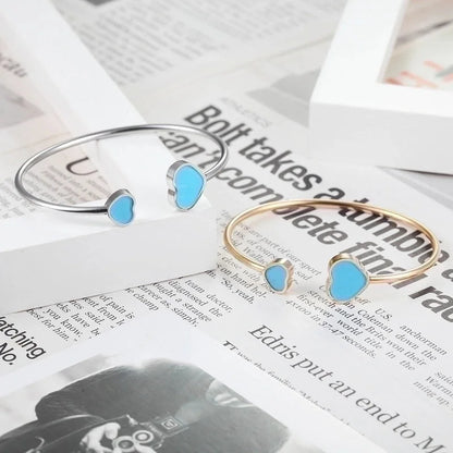 Minimalist Heart Shape 304 Stainless Steel Titanium Steel 18K Gold Plated Acrylic Shell Bangle In Bulk