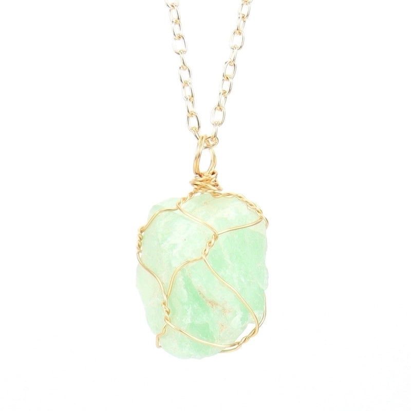 Minimalist Geometric Alloy Natural Stone Knitting Pendant Necklace