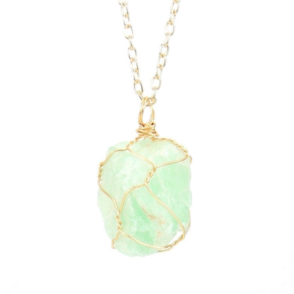 Minimalist Geometric Alloy Natural Stone Knitting Pendant Necklace