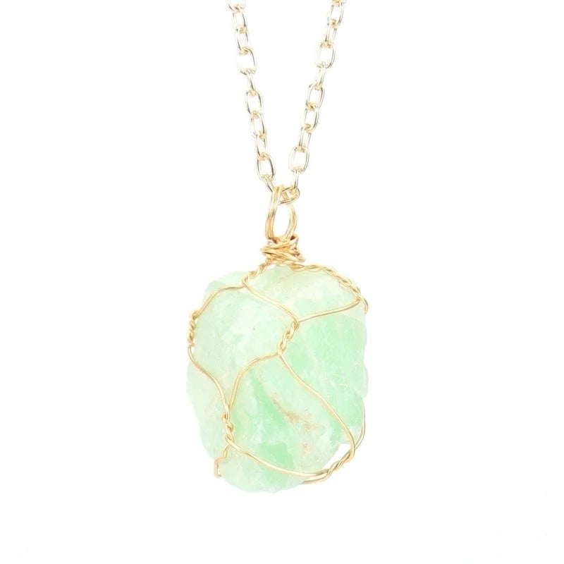 Minimalist Geometric Alloy Natural Stone Knitting Pendant Necklace