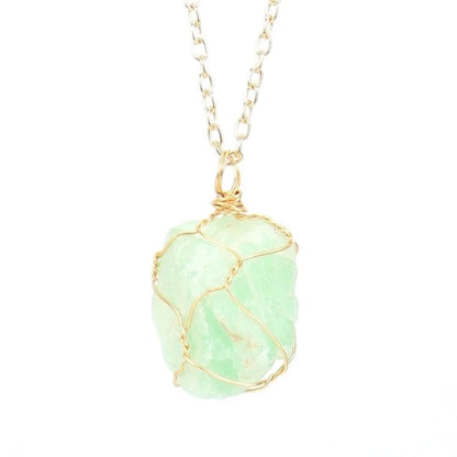 Minimalist Geometric Alloy Natural Stone Knitting Pendant Necklace