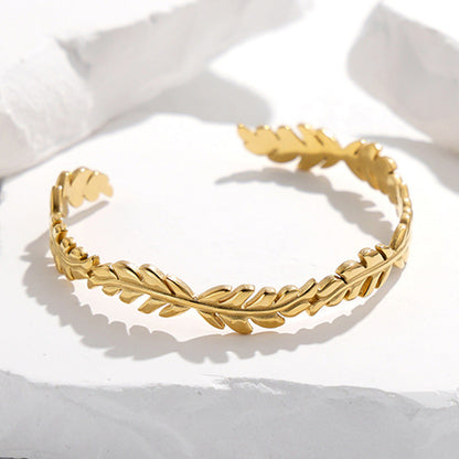 2 Pieces Expressive Stripe Stainless Steel Electroplating Bangles