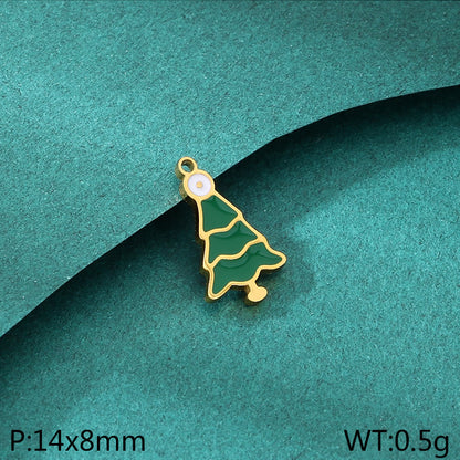 Christmas Elements Series Diy Accessories Stainless Steel Elk Santa Claus Snowflake Gloves Pendant