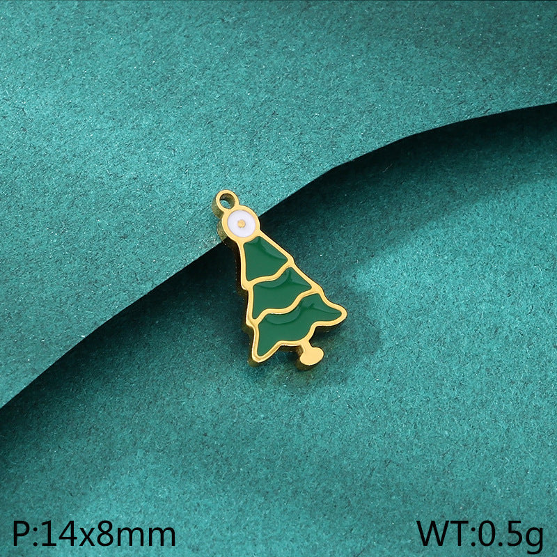 Diy Christmas Elements Oil Drop Stainless Steel Accessories Pendant Christmas Tree Santa Claus Snowman Reindeer