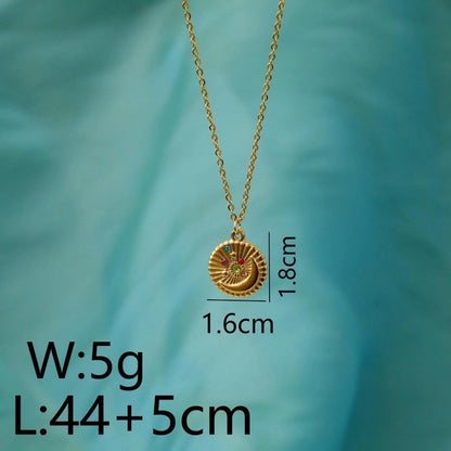 Hip-Hop Classic Style Cross Devil's Eye Star 304 Stainless Steel Zircon 18K Gold Plated Pendant Necklace