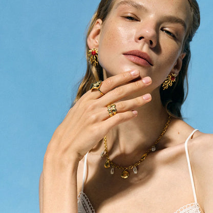 IG Style Shell Stainless Steel 18K Gold Plated Earrings