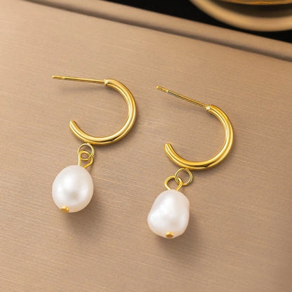 1 Pair Minimalist Star Heart Shape Plating Titanium Steel Drop Earrings Ear Studs