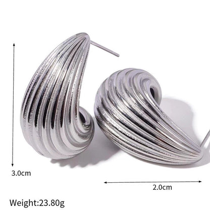 1 Pair IG Style Minimalist C Shape Water Droplets Stainless Steel 18K Gold Plated Ear Studs