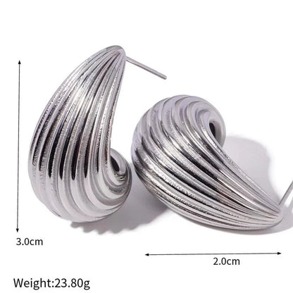 1 Pair IG Style Minimalist C Shape Water Droplets Stainless Steel 18K Gold Plated Ear Studs