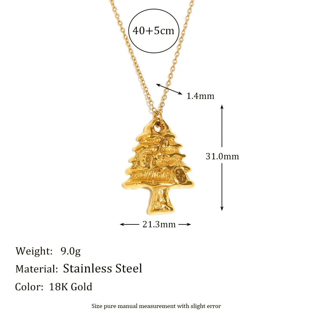 Fashionable And Exquisite High-end Pendant Stainless Steel Plated 18k Gold Niche Christmas Tree Pendant Necklace