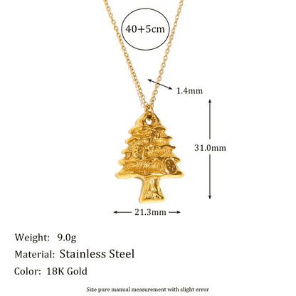 Fashionable And Exquisite High-end Pendant Stainless Steel Plated 18k Gold Niche Christmas Tree Pendant Necklace