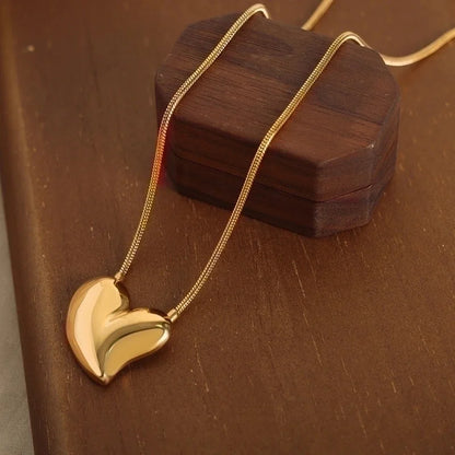 Elegant Minimalist Heart Shape Titanium Steel 18K Gold Plated Plating Earrings Necklace