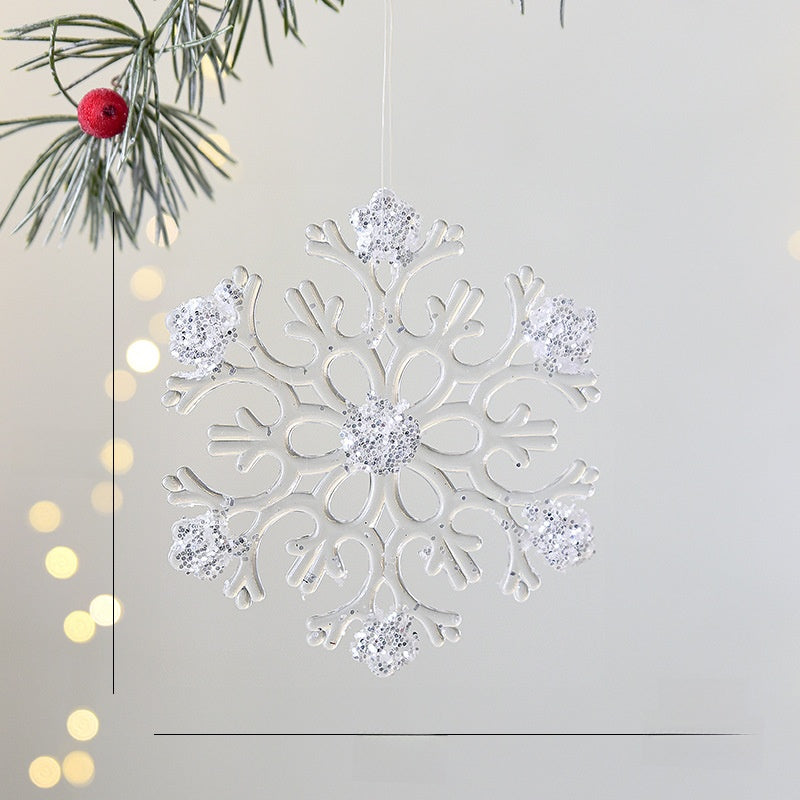 Christmas Decoration Transparent Glitter Acrylic Snowflake Gold Snowflake Christmas Tree Window Decoration Pendant