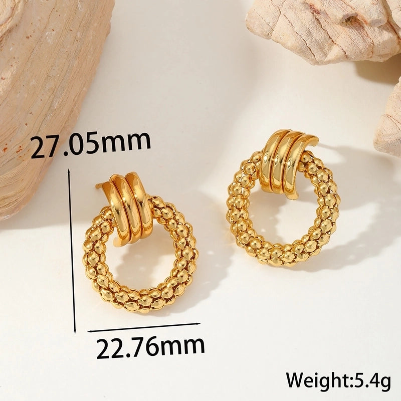 1 Pair Basic Minimalist Geometric Hollow Out 304 Stainless Steel 18K Gold Plated Ear Studs