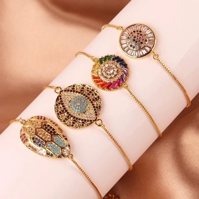 Fashion Color Block Copper Plating Inlay Zircon Bracelets 1 Piece