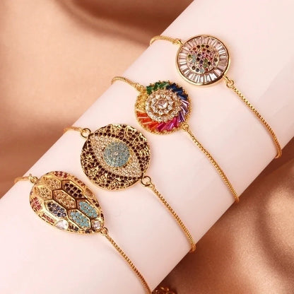 Fashion Color Block Copper Plating Inlay Zircon Bracelets 1 Piece