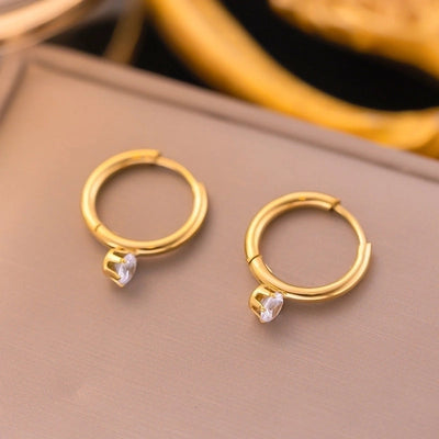 1 Pair Sweet Letter Heart Shape Flower Plating Titanium Steel Ear Studs