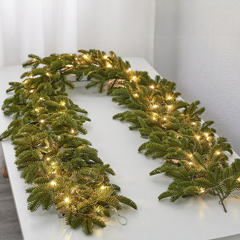 Christmas Pe Encrypted White Flocked Ribbon Decoration Christmas Vine Hotel Mall Window Storefront Scene Arrangement Hanging