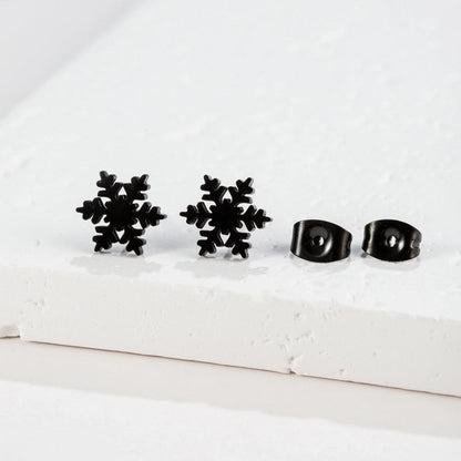 1 Pair Christmas Sweet Minimalist Snowflake Irregular Polishing Plating 304 Stainless Steel 18K Gold Plated Ear Studs