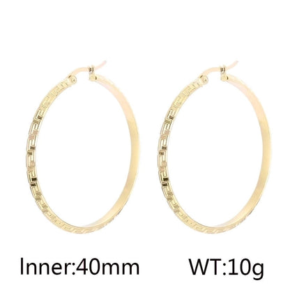 1 Pair Casual Minimalist Solid Color Plating Titanium Steel 18K Gold Plated Hoop Earrings