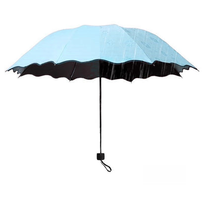 Water Flowering Umbrella Manufacturers Folding Advertising Gift Umbrellas Black Rubber Rain And Shine Dual-use Three-fold Sun Umbrella