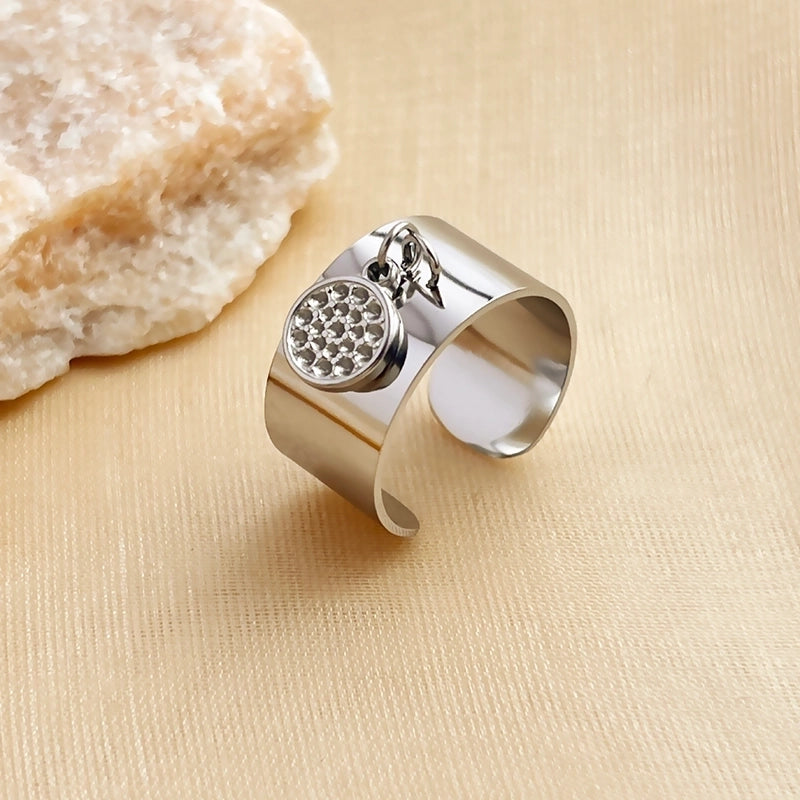 Casual Retro Minimalist Solid Color 304 Stainless Steel 18K Gold Plated Plating Hollow Out Open Rings