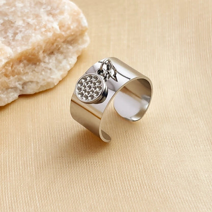 Casual Retro Minimalist Solid Color 304 Stainless Steel 18K Gold Plated Plating Hollow Out Open Rings