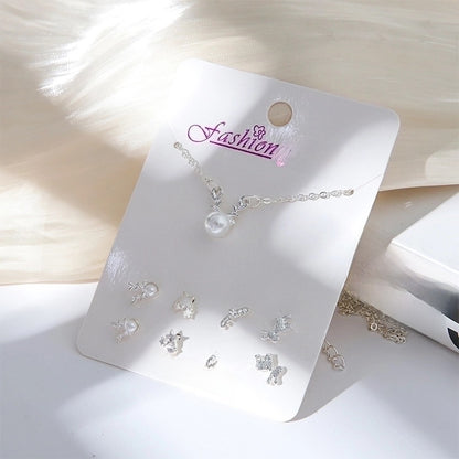 New Crystal Christmas Clavicle Chain Alloy Short Necklace Earring Set