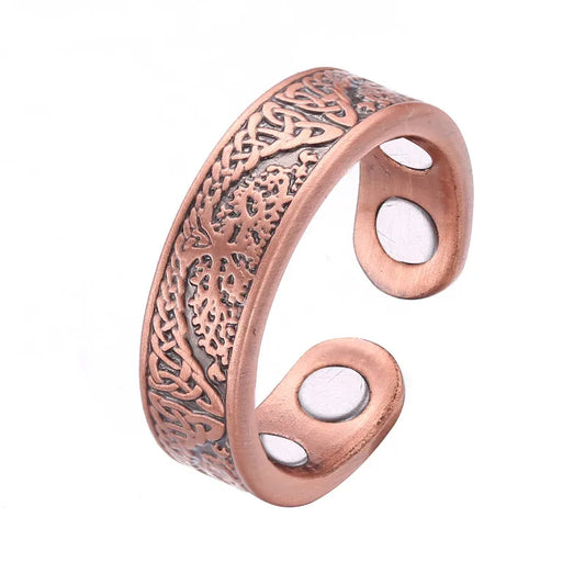 Jufuyuan Factory Retro 99.9 Pure Copper Ring Life Tree Strong Magnetic Energy Red Copper Ring Men's