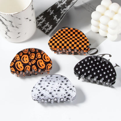 Halloween Minimalist Women's Pumpkin Lattice Spider PVC Hair Claws