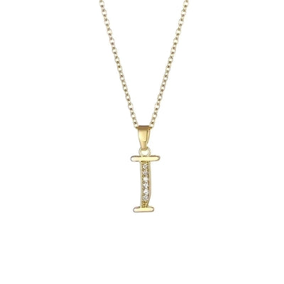 Stainless Steel Titanium Steel 18K Gold Plated Fashion Plating Inlay Letter Zircon Pendant Necklace