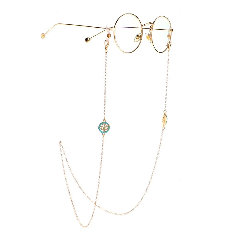 Fashionable Simple Turquoise Life Tree Golden Color-protection Chain Glasses Rope Anti-lost Metal Glasses Chain