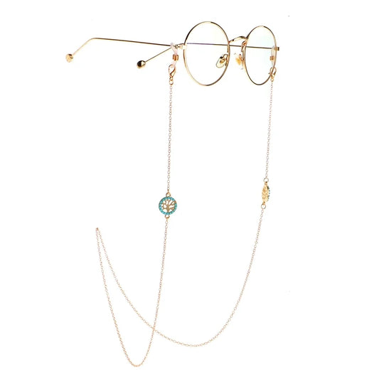 Fashionable Simple Turquoise Life Tree Golden Color-protection Chain Glasses Rope Anti-lost Metal Glasses Chain